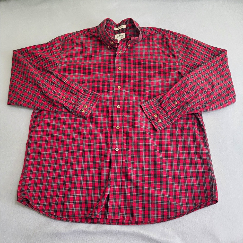 L.L.Bean Wrinkle Resistant Plaid Button-Down Long Sleeve Shirt Men's XL Reg